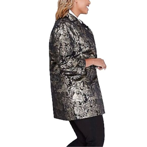 Lane Bryant Gold Black Double Breasted Blazer Jacket Size 14/16 (1X) - Picture 2 of 13